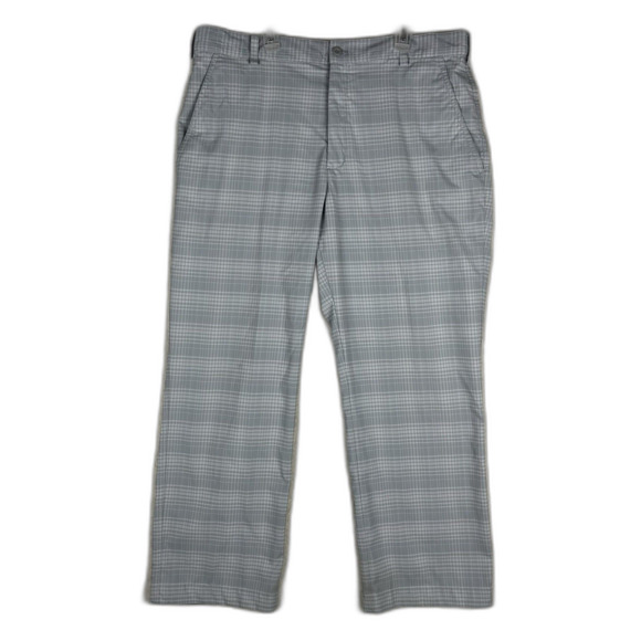 Nike Golf Men’s Chino Pants‎ Plaid Dri-fit Performance Polyester Gray 34x30 - Picture 1 of 9